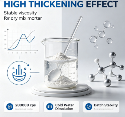 Building Grade HPMC Hypromellose 40000‑200000cps(2% Brookfield) Water‑holding Thickening Agent For Dry‑mix Construction Materials