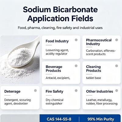 High Purity Sodium Bicarbonate Baking Soda Powder Food Additive Leavening Agent For Bakery Feed Supplement Household & Industrial Cleaning Application