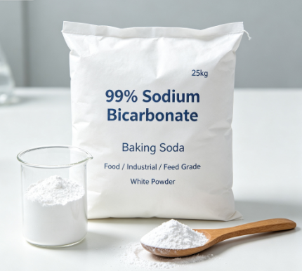 Sodium Bicarbonate Baking Soda 99% Purity White Powder, Food Industrial Feed Grade Sodium Hydrogen Carbonate For Bakery, Water Treatment, Animal Feed & Industrial Cleaning