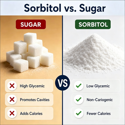 Sorbitol Powder Food & Cosmetic Grade 100 Mesh BP USP FCC CAS 50 70 4 Fine Powder Sweetener Humectant for Food Skincare