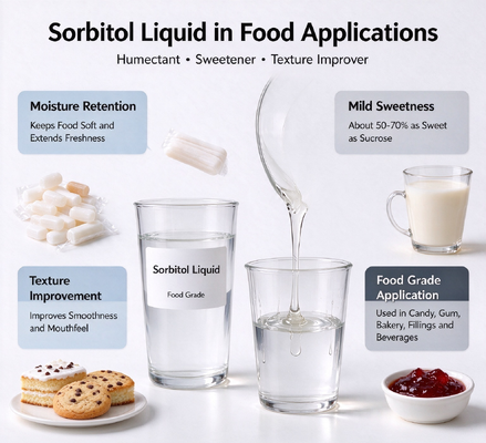 Sorbitol Liquid 70% Food Grade Sweetener & Humectant, Bulk Wholesale Sugar-Free Syrup Sugar Alcohol for Candy, Chewing Gum, Bakery & Beverage, Low-Calorie Non-Crystallizing Sweetener