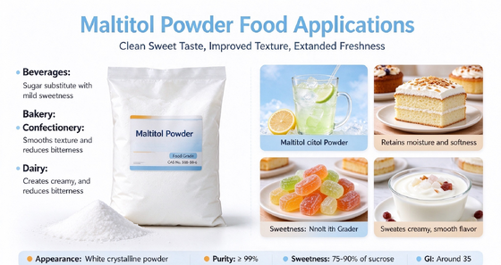 Food Grade Maltitol Powder for Sugar-Free Chocolate, Candy, Chewing Gum, Bakery & Beverage Applications - Bulk Supply