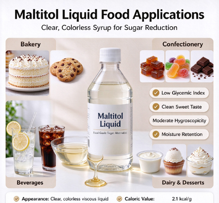Liquid Maltitol Syrup for Candy, Chewing Gum, Bakery, Ice Cream and Beverage Manufacturing, Sugar Free Bulk Sweetener and Polyol