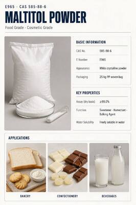 Wholesale Maltitol Powder Sugar Alcohol, Bulk Sweetener for Sugar Free Chocolate, Candy, Bakery and Oral Care Manufacturing