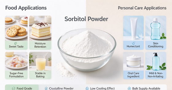 Food Additive Sorbitol Powder Sugar Alcohol, White Crystalline Sweetener for Confectionery, Chewing Gum and Beverage Production
