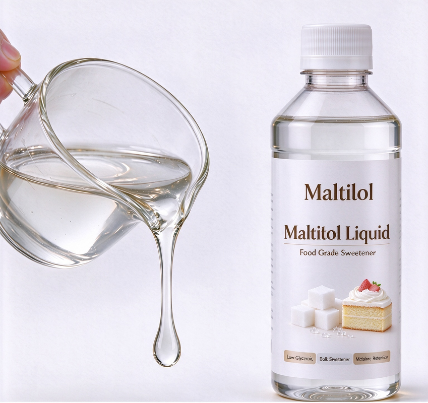 Liquid Maltitol Syrup for Candy, Chewing Gum, Bakery, Ice Cream and Beverage Manufacturing, Sugar Free Bulk Sweetener and Polyol